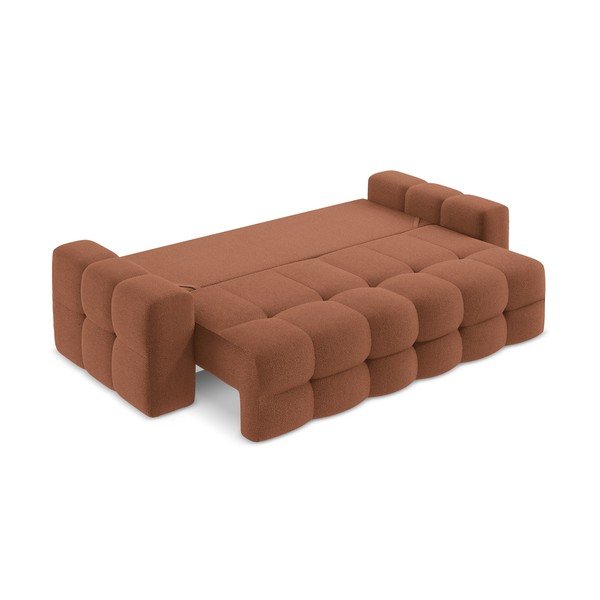 Canapea teracotă extensibilă cu tapițerie din țesătură bouclé 255 cm Milu – Makamii-image-3