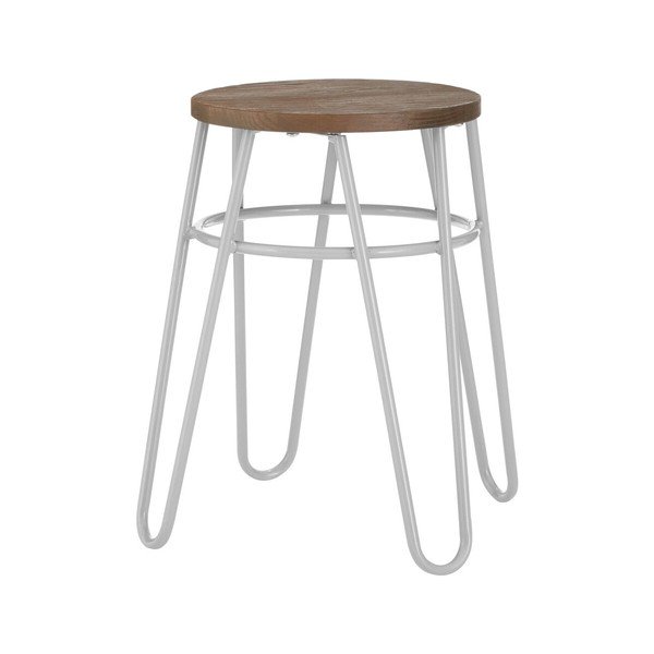 Scaun tip taburet gri/în culoare naturală din lemn de ulm District – Premier Housewares