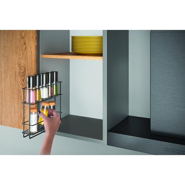 Raft de perete cu două etaje pentru condimente Metaltex Lava, negru-image-1