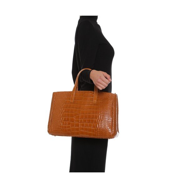 Poșetă din piele Anna Luchini 634 Cognac-image-4