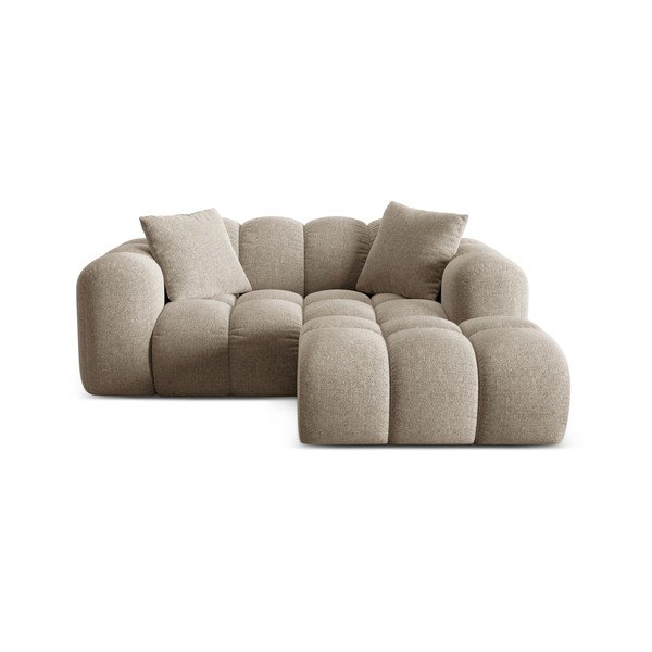 Colțar maro deschis cu tapițerie din chenille (cu colț pe partea dreaptă/cu șezlong) Treno – Cosmopolitan Design