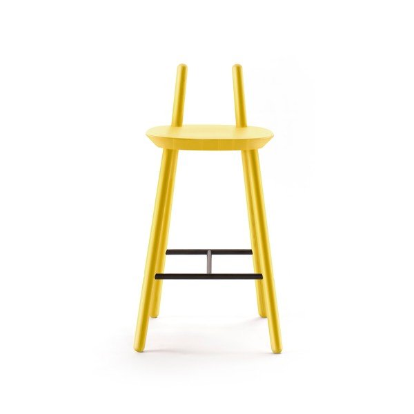 Scaun de bar din lemn masiv EMKO Naïve, galben-image-2