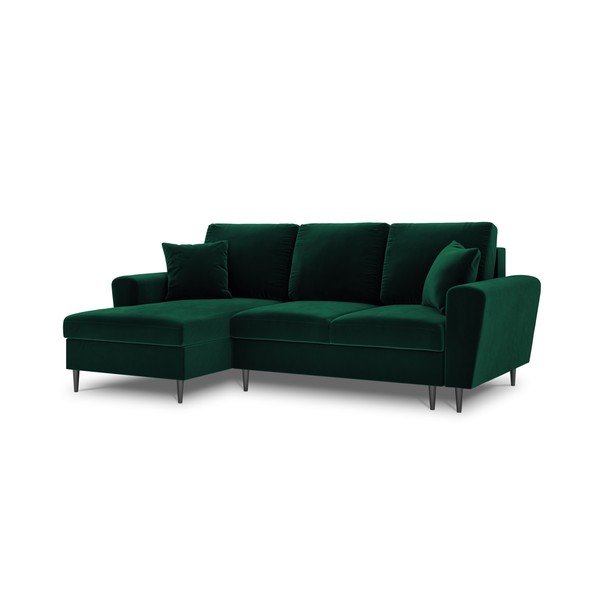 Colțar verde extensibil, cu spațiu de depozitare cu tapițerie din catifea (cu colț pe partea stângă, cu șezlong) Kyoto – Cosmopolitan Design-image-4