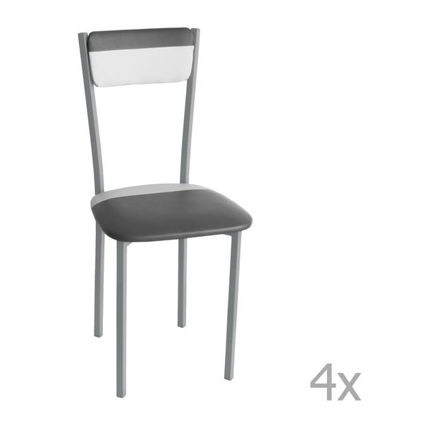 Set 4 scaune 13Casa Edera, gri - alb