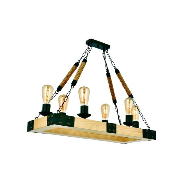 Lustră din lemn de carpen Alara Natural Sıralı 6lı