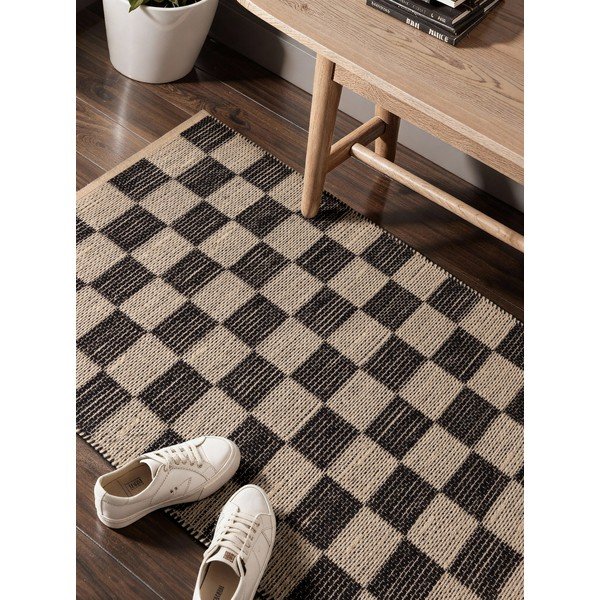 Covor tip traversă negru/crem țesut manual din amestec de iută 80x200 cm Rex – Hanse Home-image-3