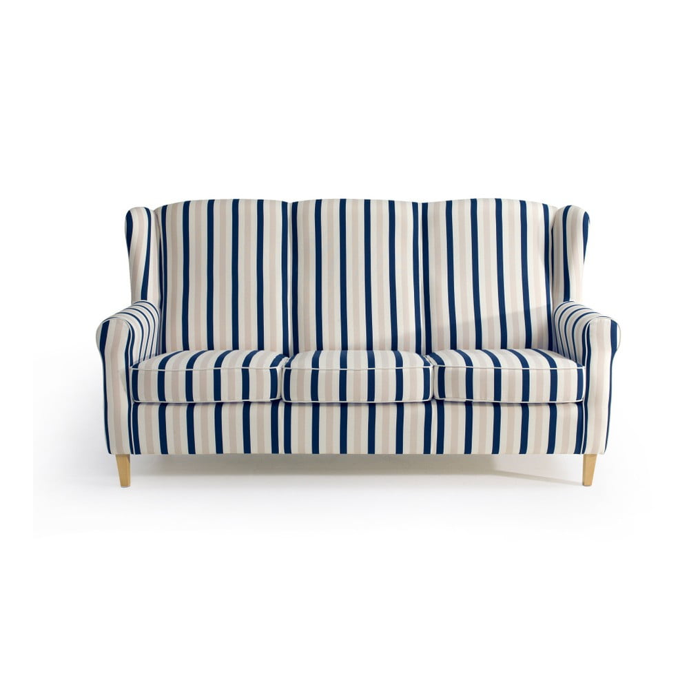 Canapea în dungi Max Winzer Lorris, albastru-alb, 193 cm