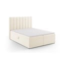 Pat boxspring bej cu spațiu de depozitare 160x200 cm Gina – Milo Casa