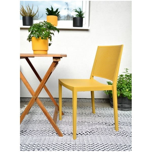 Scaun de grădină galben din plastic Grid – Rojaplast-image-1