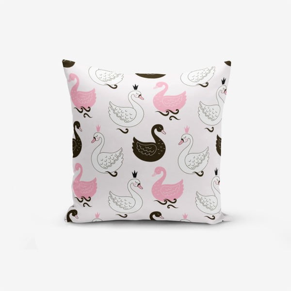 Față de pernă cu amestec din bumbac Minimalist Cushion Covers Pink Kind Animals, 45 x 45 cm