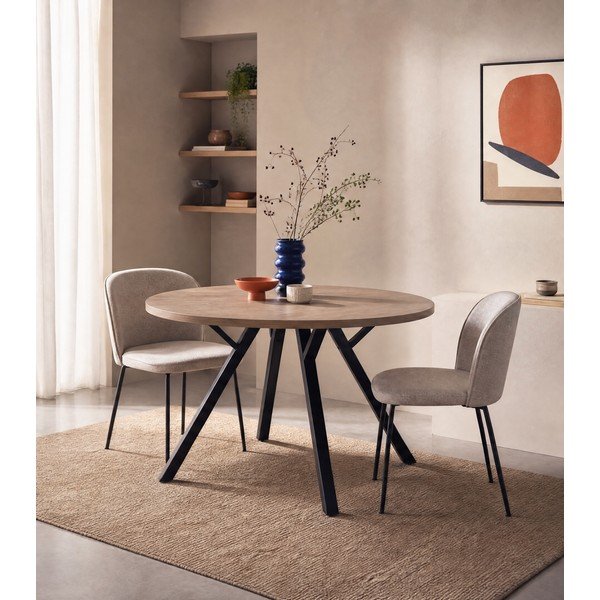 Masă rotundă de sufragerie cu aspect de stejar ø 120 cm Beni - Marckeric-image-3