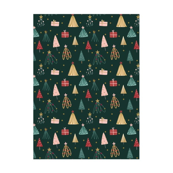 5 coli de hârtie de împachetat eleanor stuart Christmas Trees nr. 4, 50 x 70 cm