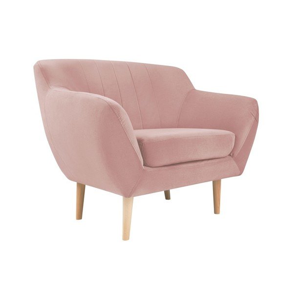 Fotoliu cu tapițerie din catifea Mazzini Sofas Sardaigne, roz deschis-image-2