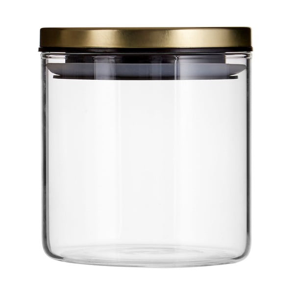 Recipient din sticlă cu capac metalic Premier Housewares, 550 ml, auriu