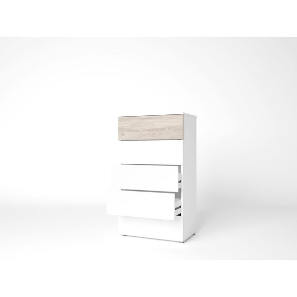 Comodă înaltă albă cu aspect de stejar 62x111 cm Sahara - Marckeric-image-3