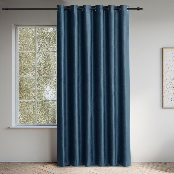 Draperie albastră dimout (semi-opacă) din catifea 265x175 cm Velto – Filumi-image-1