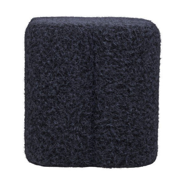 Puf albastru închis cu tapițerie din țesătură bouclé Durban – House Nordic-image-3