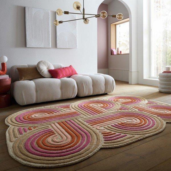 Covor roz țesut manual din lână 140x200 cm Spiral Shaped  – Flair Rugs-image-1