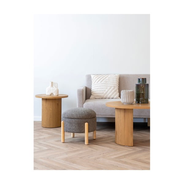 Taburet maro cu tapițerie din țesătură bouclé Medas – House Nordic-image-4