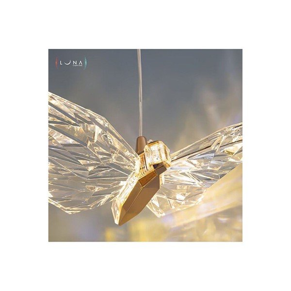 Lustră aurie LED din metal cu abajur din sticlă acrilică ø 20 cm Myrna – Opviq lights-image-4