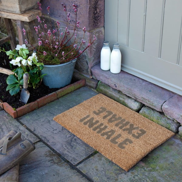 Covoraș de intrare din fibre de nucă de cocos 60x90 cm Inhale Exhale – Artsy Doormats-image-4