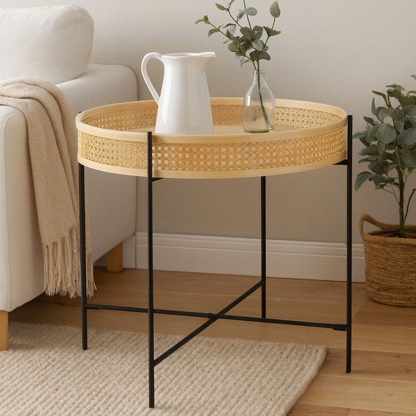 Măsuță de cafea în culoare naturală rotundă din ratan ø 60 cm Depok – Premier Housewares-image-1