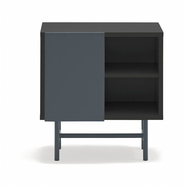 Noptieră neagră/gri antracit cu rafturi cu aspect mat Nube – Teulat-image-3