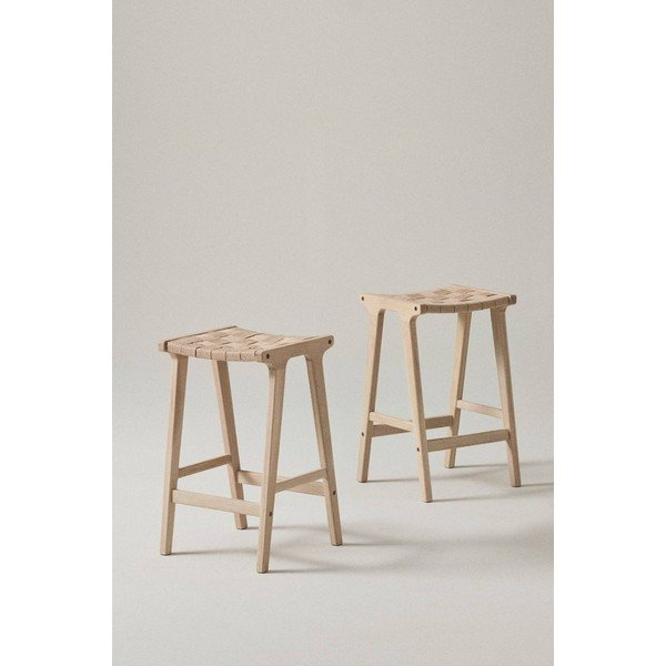 Set de scaune de bar în culoare naturală 2 buc. din lemn de stejar (înălțime șezut 65 cm) Norrebro – Jotex-image-1