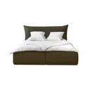 Pat matrimonial 160x200 cm verde închis tapițat cu spațiu de depozitare cu somieră Jade – Bobochic Paris