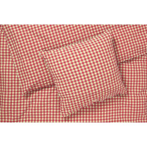 Lenjerie de pat roșie-galbenă din țesătură crep pentru pat de o persoană 140x200 cm Bæk&Bølge – JUNA-image-3