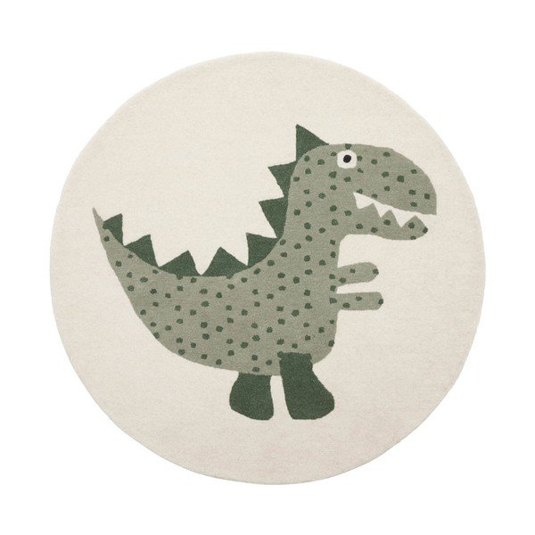 Covor pentru copii verde țesut manual din amestesc de lână ø120 cm Theo DIno – OYOY Mini
