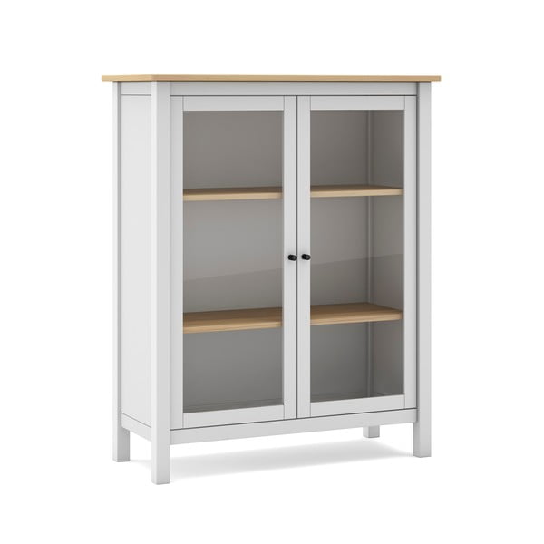 Vitrină alb/natural din lemn de pin 90x110 cm Misti – Marckeric-image-2