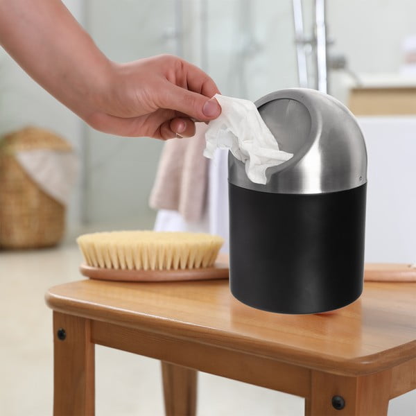 Coș de gunoi negru din oțel inoxidabil 1,2 l BLACK – Orion-image-1