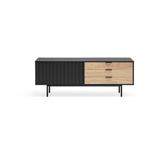 Masă TV neagră în decor de stejar 140x52 cm Sierra - Teulat