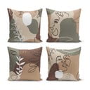 Set 4 fețe de pernă Minimalist Cushion Covers Drawing Face, 43 x 43 cm