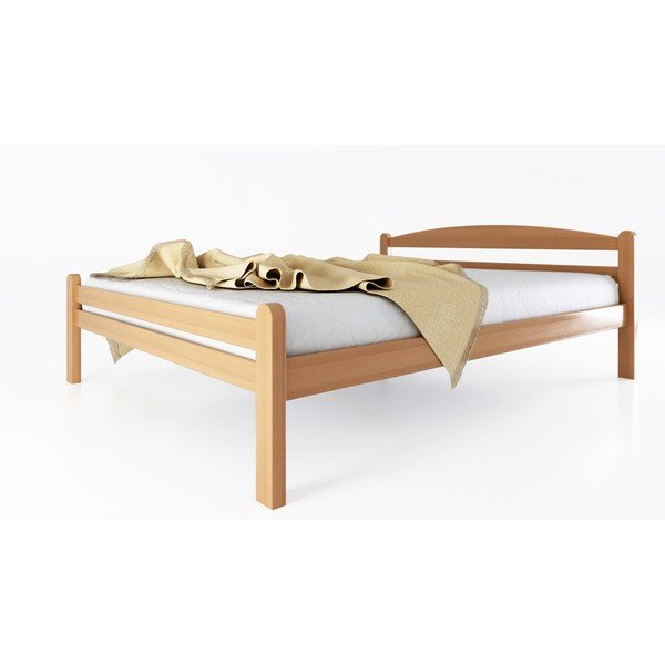 Pat matrimonial în culoare naturală din lemn de fag cu somieră 180x200 cm Bellariva – B.E.S.