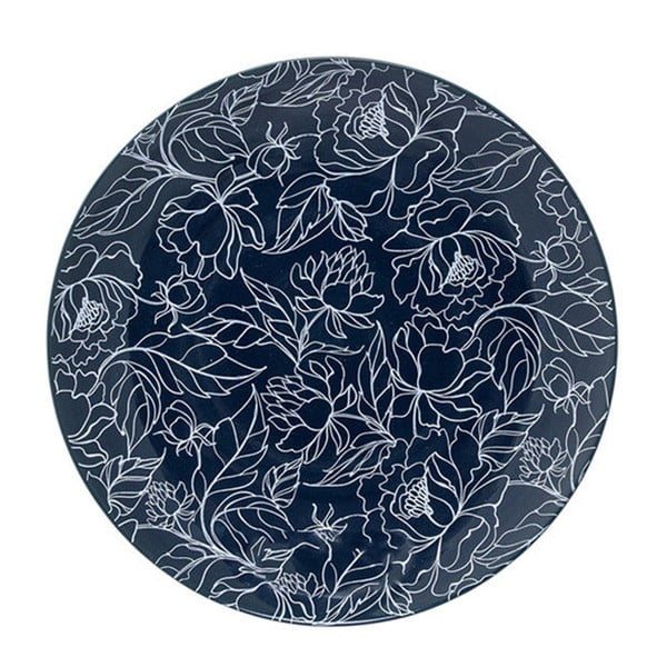 Farfurie din ceramică Bloomingville Fleur, ⌀ 20 cm, albastru închis