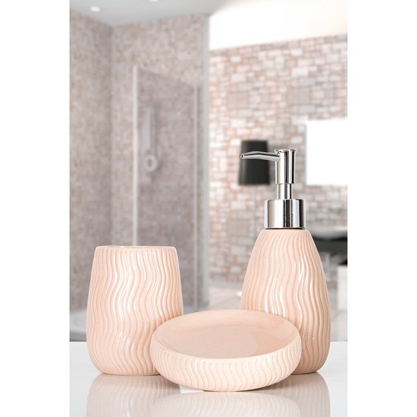 Set de accesorii de baie roz din ceramică Merlin – Mioli Decor-image-1