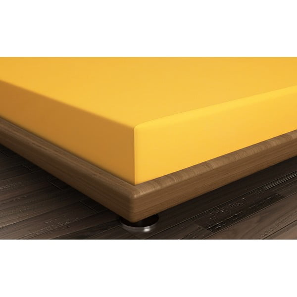 Cearceaf galben din bumbac cu elastic 160x200 cm - Mijolnir-image-1