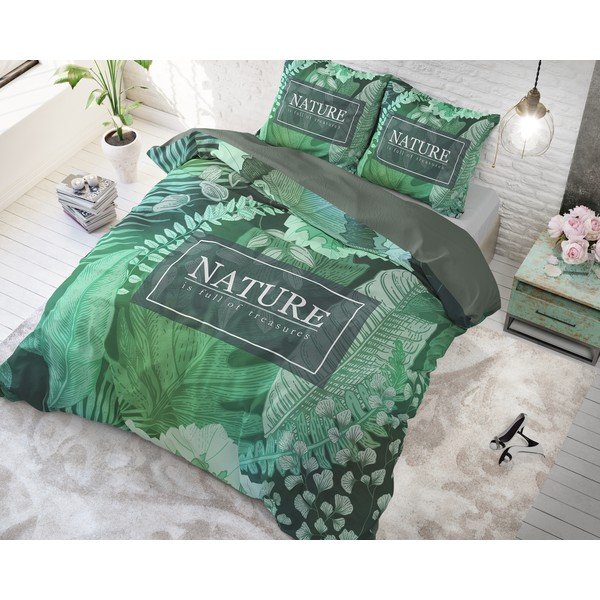 Lenjerie din bumbac pentru pat de o persoană Pure Cotton Organic Nature, 140 x 200/220 cm-image-2