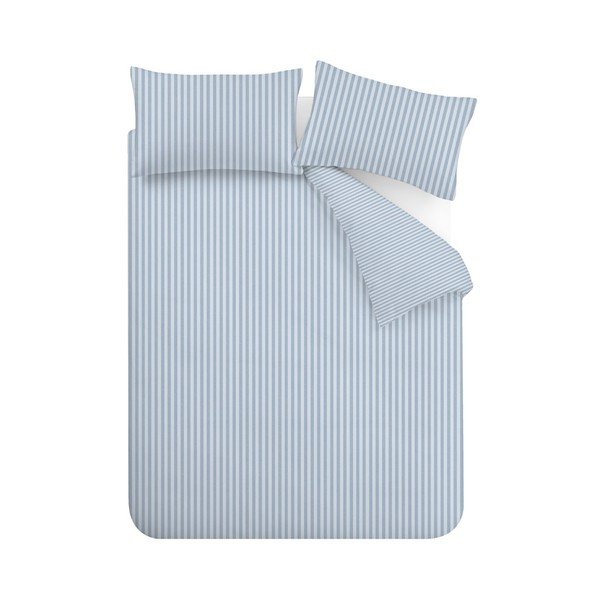 Lenjerie de pat albastră pentru pat de o persoană 135x200 cm Epping Textured Stripe – Catherine Lansfield