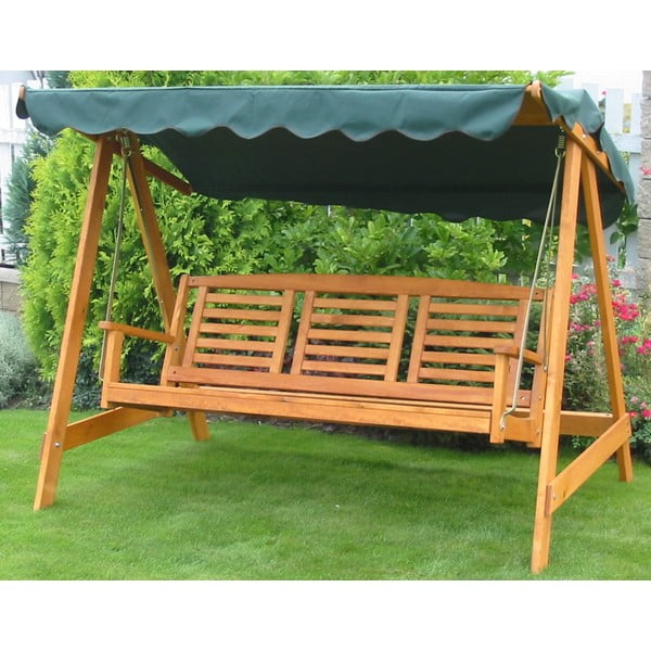 Balansoar de grădină verde/maro din lemn Eden – Rojaplast-image-1