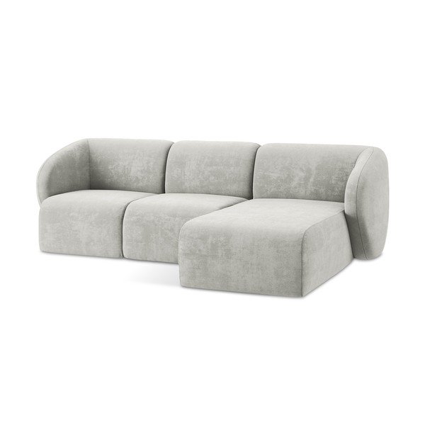 Colțar gri deschis cu tapițerie din chenille (cu colț pe partea dreaptă/cu șezlong) Lani – Makamii-image-4