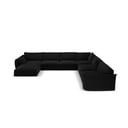 Colțar negru cu tapițerie din catifea (cu colț pe partea dreaptă, în formă de "U") Vanda – Mazzini Sofas