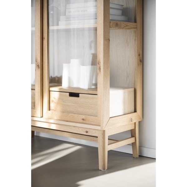 Vitrină natural  cu aspect de lemn de stejar cu ușă glisantă 100x203 cm Hazelton – Rowico-image-4