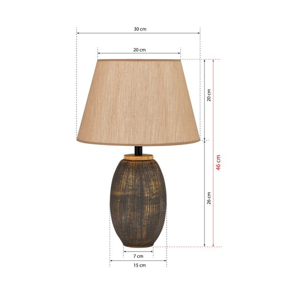Veioză gri/bej cu abajur textil (înălțime 46 cm) Yakamoz – Opviq lights-image-3