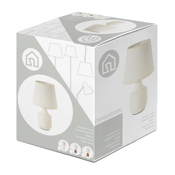 Veioză alb-maro din ceramică cu abajur textil (înălțime 24 cm) – Casa Selección-image-4