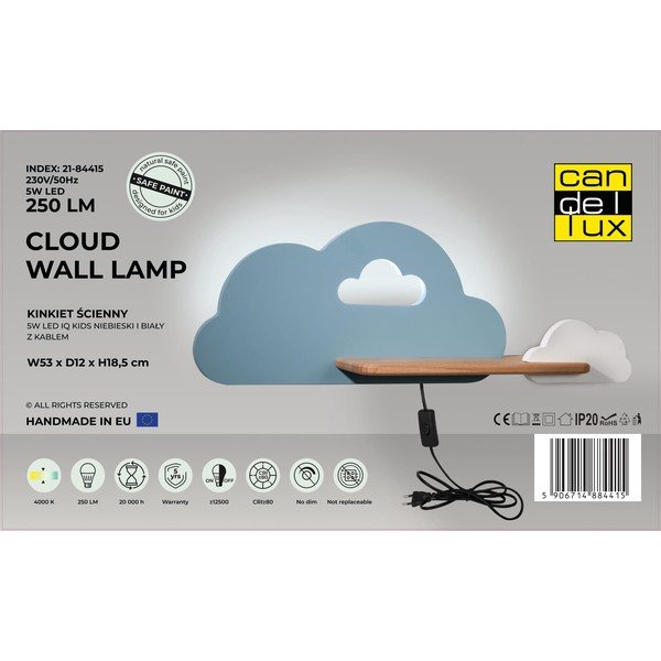 Corp de iluminat pentru copii alb/albastru Cloud – Candellux Lighting-image-3