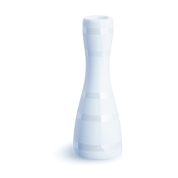 Sfeșnic din gresie ceramică Kähler Design Omaggio, înălțime 16 cm, alb
