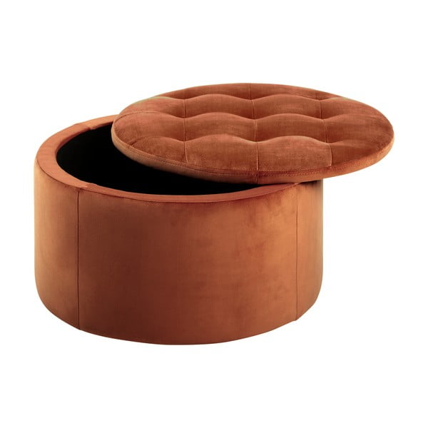Puf cu husă din catifea Actona Retina, ⌀ 60 cm, portocaliu - miere-image-4